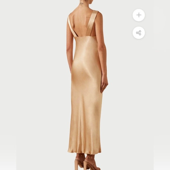 Shona Joy Plunged La Lune Midi Dress - in color Porcini - Picture 3 of 10